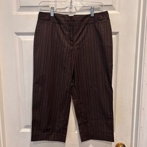 Nine & Co by Nine West‎ Women's Size 6 Brown Pinstripe Capri Cropped Pants